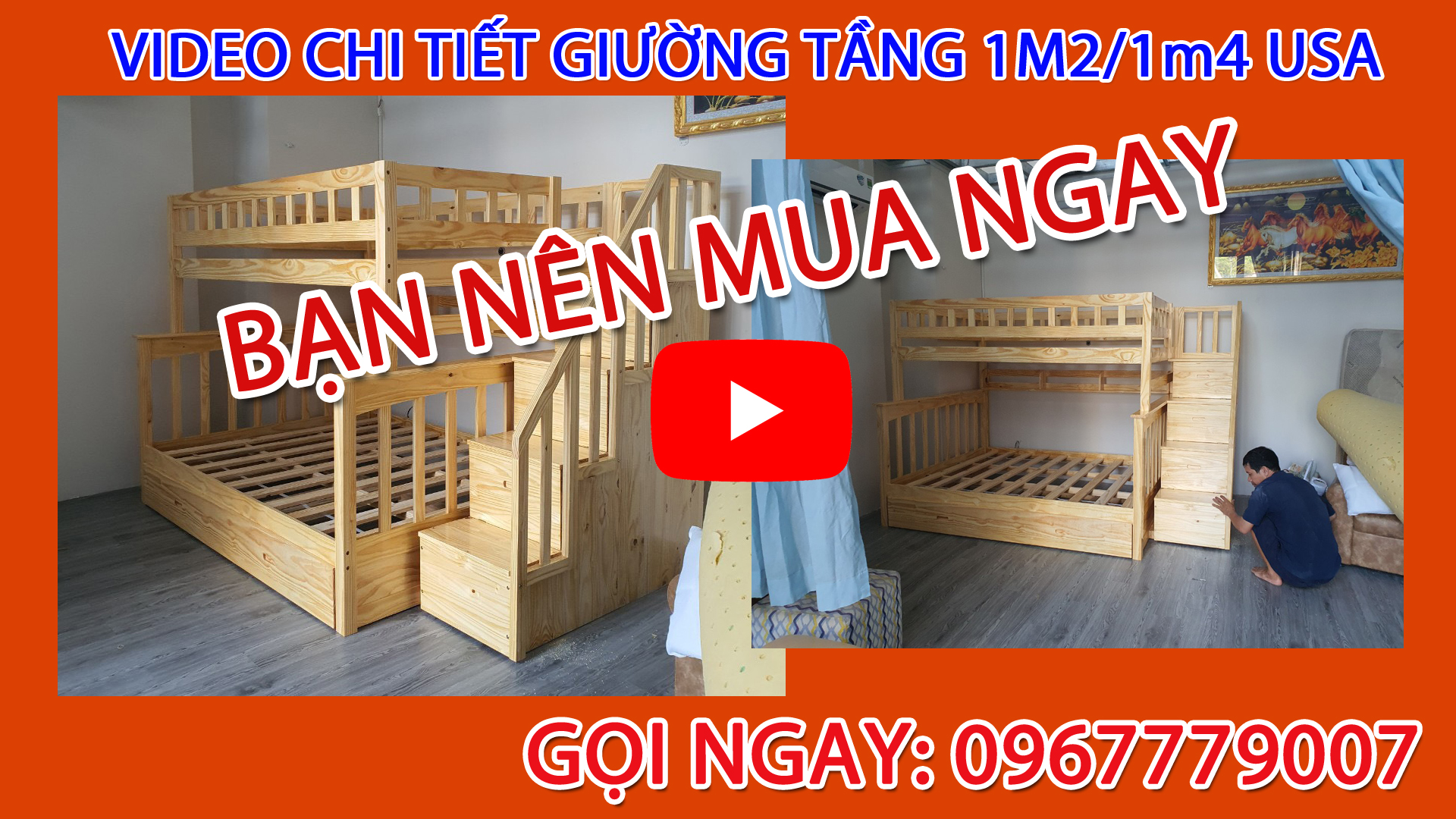 Video cận cảnh thực tế giường tầng 1m2-1m4 USA ĐẸP giá rẻ bạn nên mua nhất TPHCM