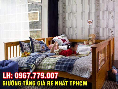 Giường 2 tầng và 3 tầng 028 màu vàng gỗ giá rẻ nhất tại TPHCM