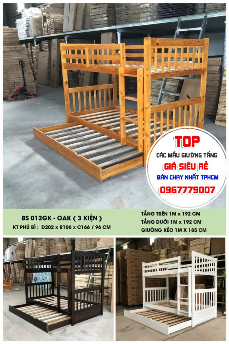 giường 3 tầng 1m ms 012 giá rẻ tại tphcm