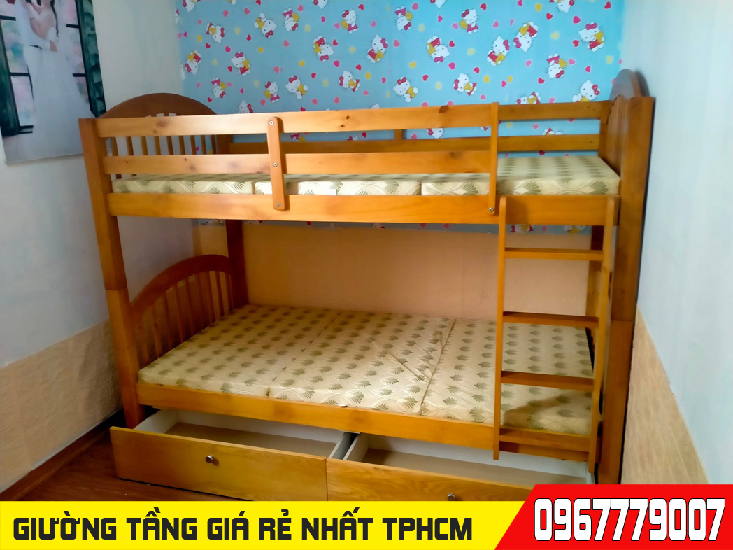 Kết cấu chi tiết và giá bán của giường 2 tầng 1mx2m MS 025 tại TPHCM